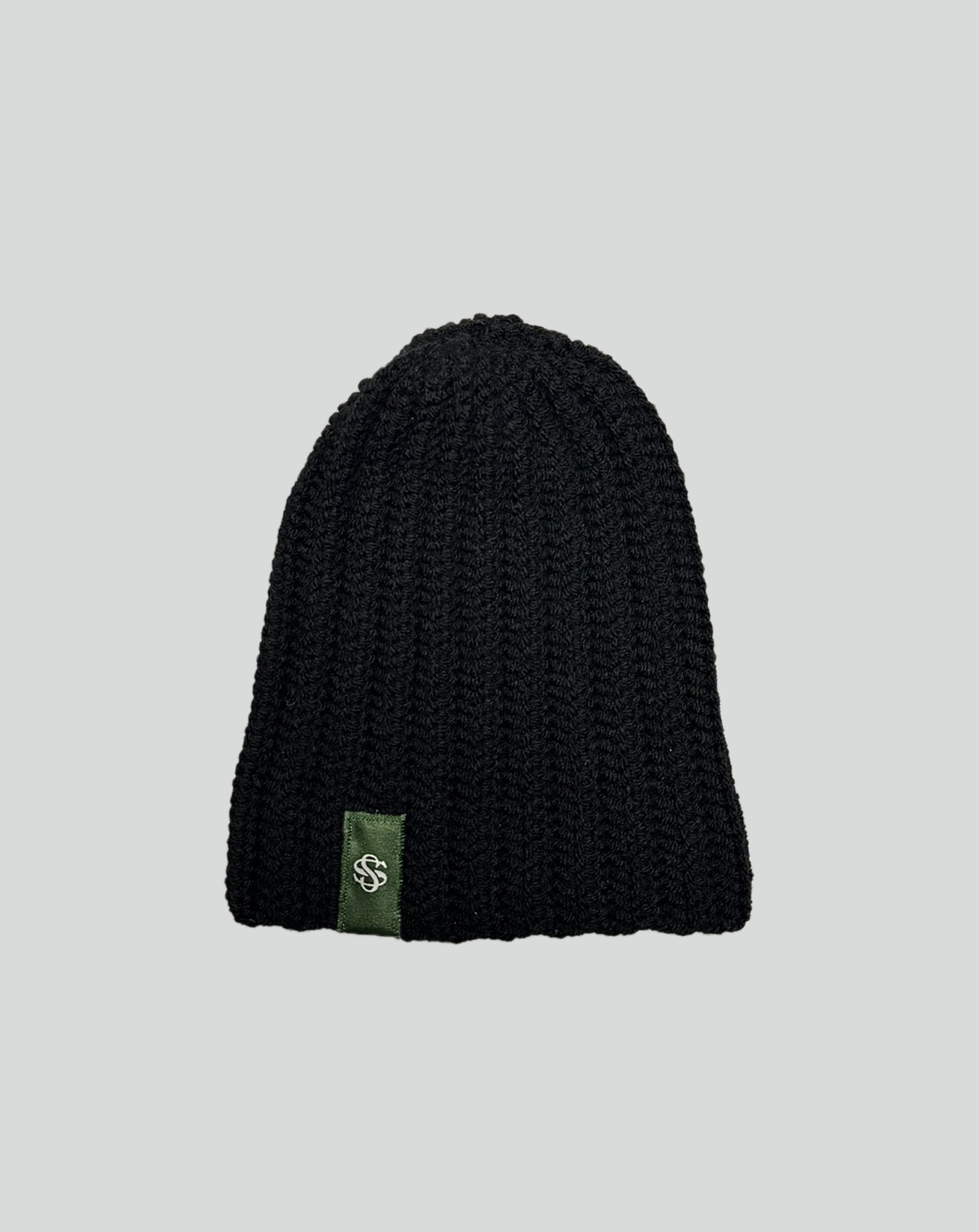 crochet logo beanie