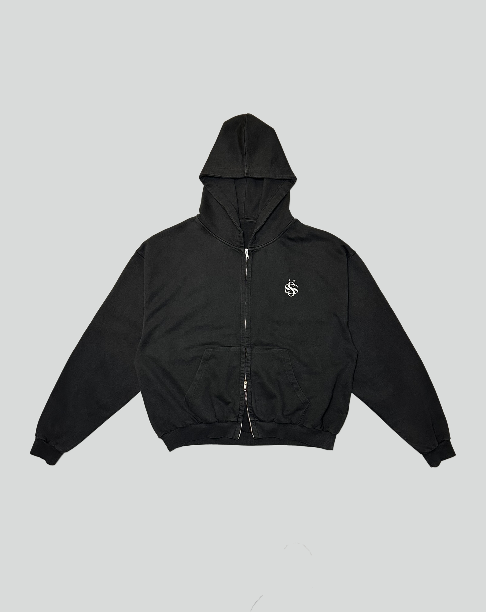 double zip logo hoodie