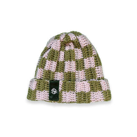 Stockholm Beanie (Off White & Bright Green)