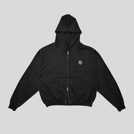 double zip logo hoodie